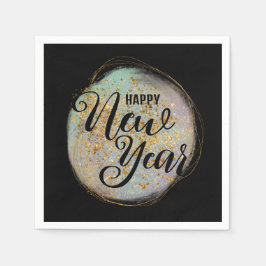 Guardanapo De Papel Novo Ano Dourado Negro