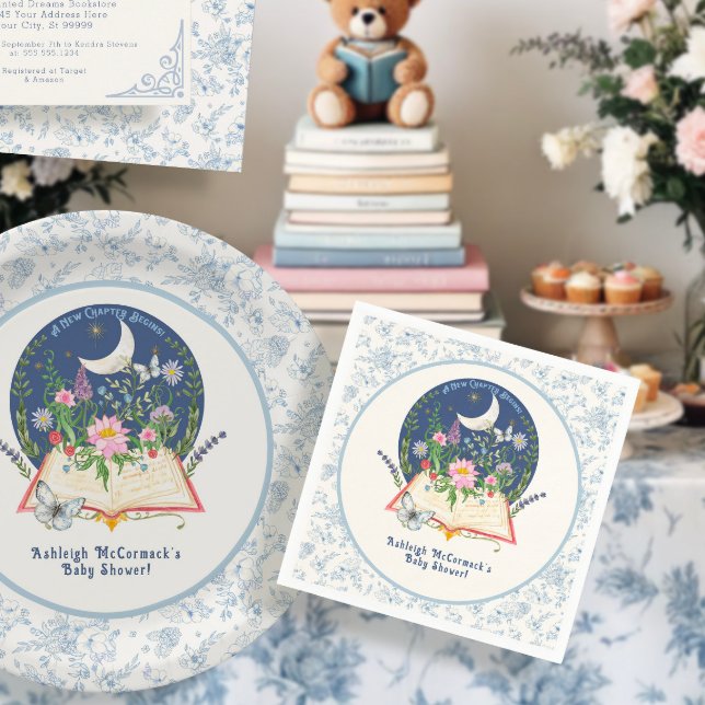 Guardanapo De Papel Novo Capítulo Começa Livro Borboleta Azul Floral (Criador carregado)