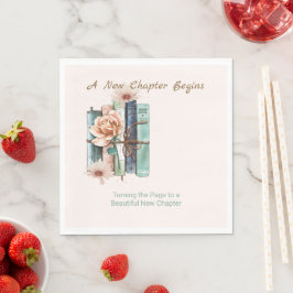 Guardanapo De Papel Novo Capítulo Começa Pilha de Livros Floral