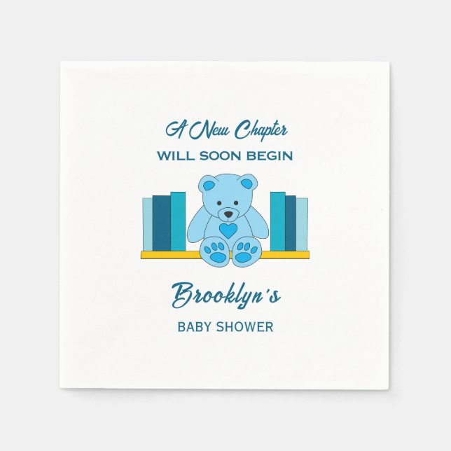 Guardanapo De Papel Novo capítulo Storybook Chá de fraldas Blue Teddy  (Frente)
