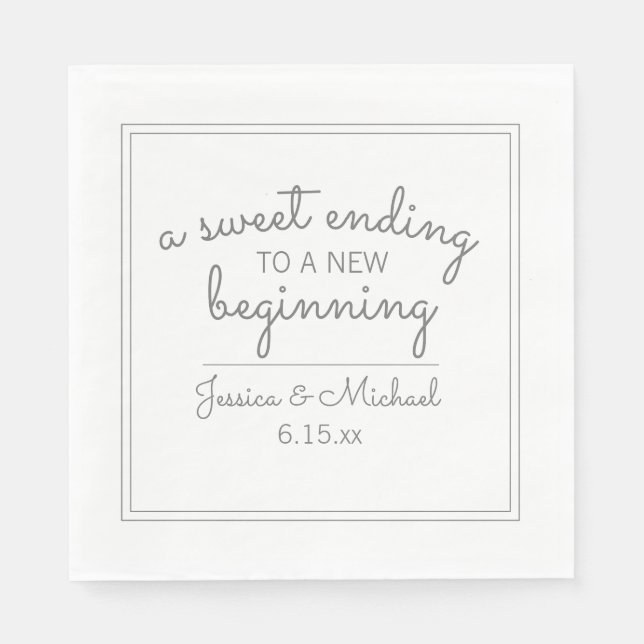 Guardanapo De Papel Novo Começo do Casamento Branco Moderno (Frente)