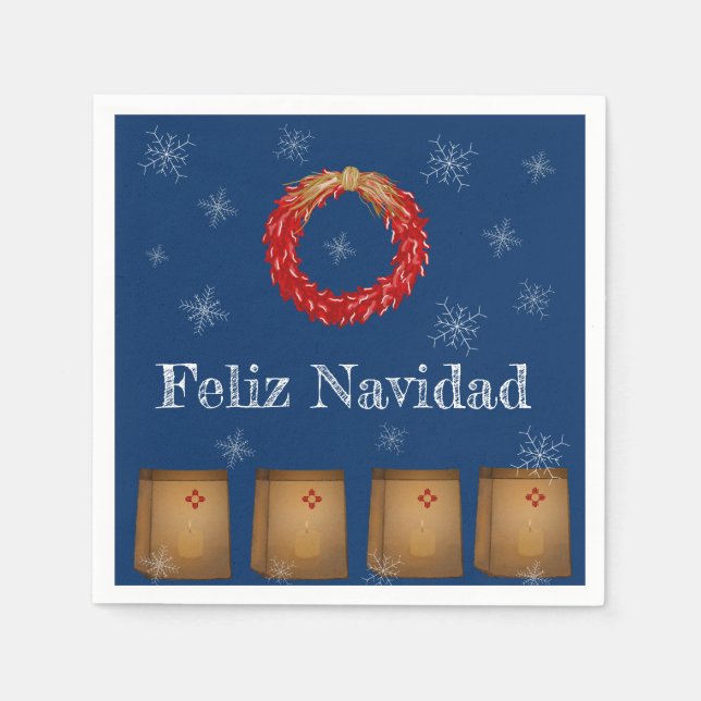 Guardanapo De Papel Novo México Luminarias Farolitos Zia Red Chile (Frente)