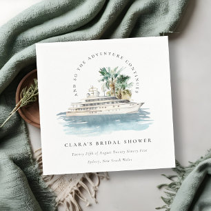 Guardanapo De Papel Nublado Cruzeiro Navio Palmeiras Paisagem Bridal S