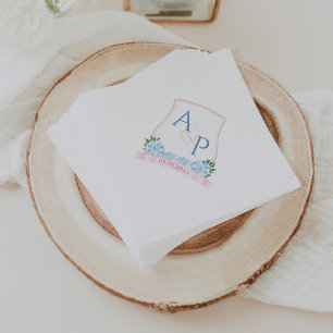 Guardanapo De Papel Núcleo de Casamento do Hídrangea Azul, Rosa e Rosa