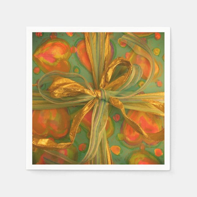 Guardanapo De Papel Núcleo vermelho e arco e presente verde (Frente)