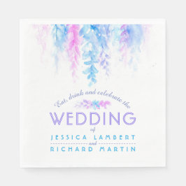 Guardanapo De Papel Núcleos de casamentos florais azuis e roxos