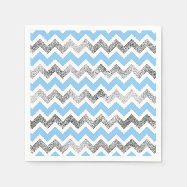 Guardanapo De Papel Núcleos de chá de fraldas de Prata Azul Moderno (Frente)