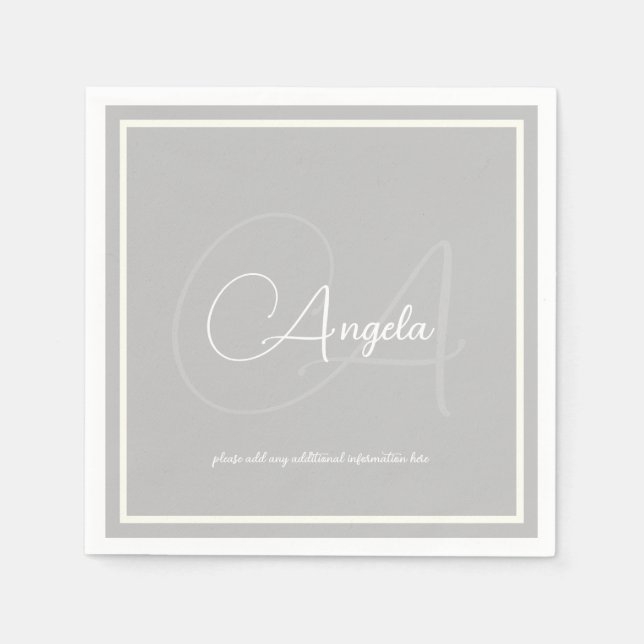 Guardanapo De Papel Núcleos de Cinza standard monograma (nome e inicia (Frente)