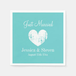 Guardanapo De Papel Núcleos de festa de casamento azul-turquesa e bran