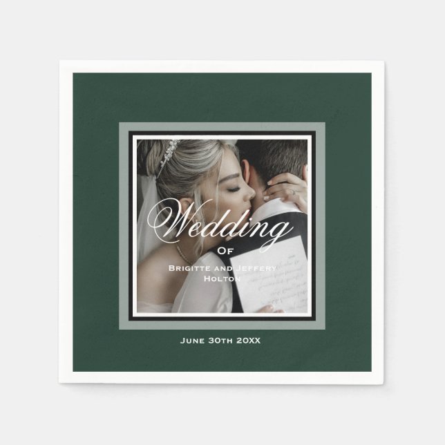 Guardanapo De Papel Núcleos de fotos de casamento personalizáveis e ve (Frente)