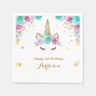 Guardanapo De Papel Núcleos de Unicórnio com flores