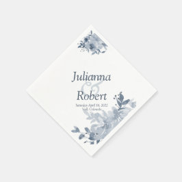 Guardanapo De Papel Núcleos florais de cor aquosa azul