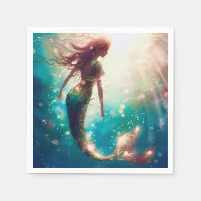 Guardanapo De Papel Núcleos personalizados de festas de Mermaid (Frente)