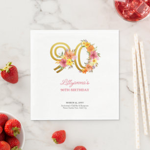 Guardanapo De Papel Número Dourado Bonito Floral de Festa de aniversár