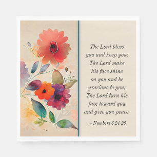 Guardanapo De Papel Números 6 24-26 Lord Bless You Floral Watercolor