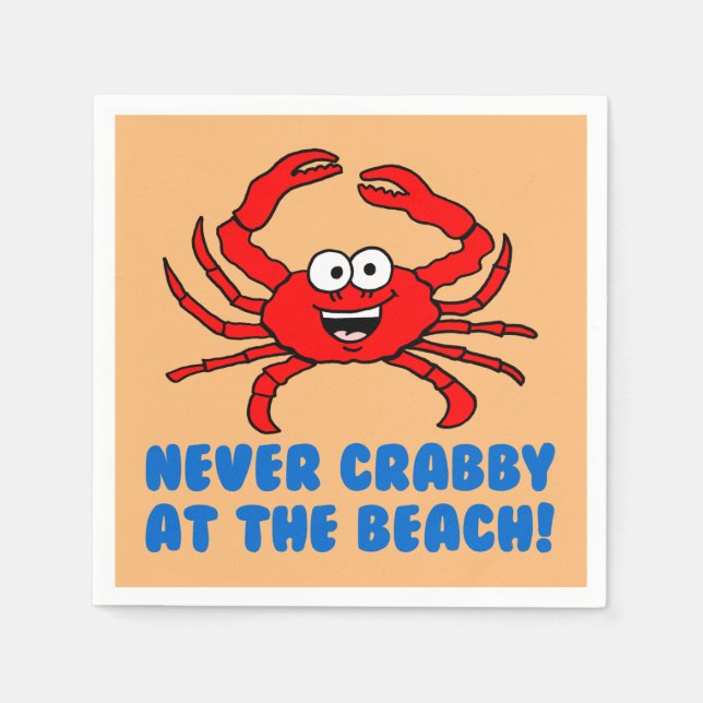 Guardanapo De Papel Nunca Crabby Na Praia (Frente)