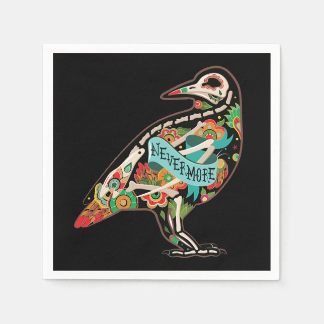 Guardanapo De Papel Nunca Mais Açúcar Caveira Raven (Frente)