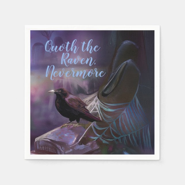 Guardanapo De Papel Nunca mais, Cemitério Raven Napkins Halloween (Frente)