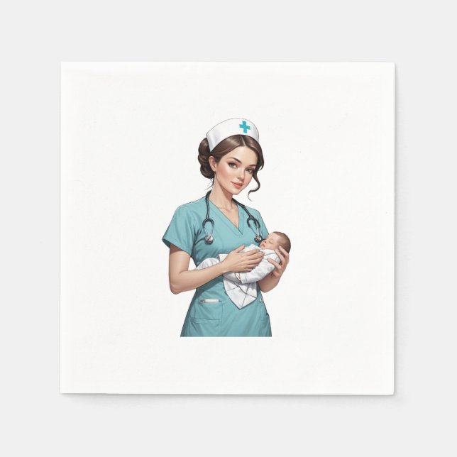 Guardanapo De Papel Nurse Holding Newborn – Gentle Care Medical Design (Frente)