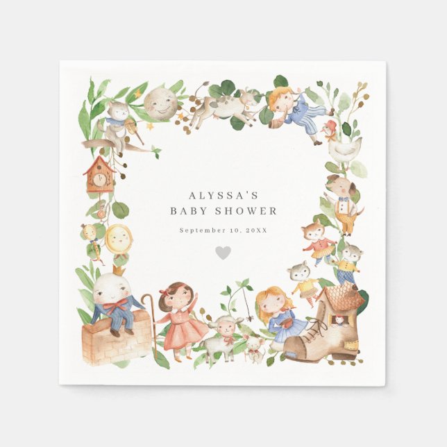 Guardanapo De Papel Nursery Rhymes Baby Shower Party Paper Napkins (Frente)