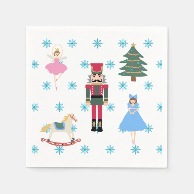Guardanapo De Papel Nutcracker Balé Ilustração Snowflake Napkins (Frente)