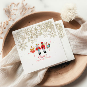 Guardanapo De Papel Nutcracker Winter Balé Dourado Snowflake Birthday