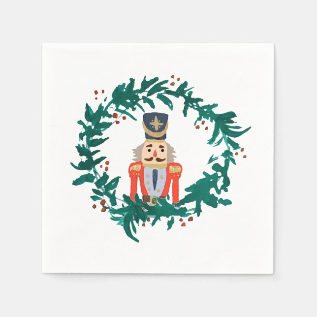 Guardanapo De Papel Nutcracker Wreath Painting Natal (Frente)