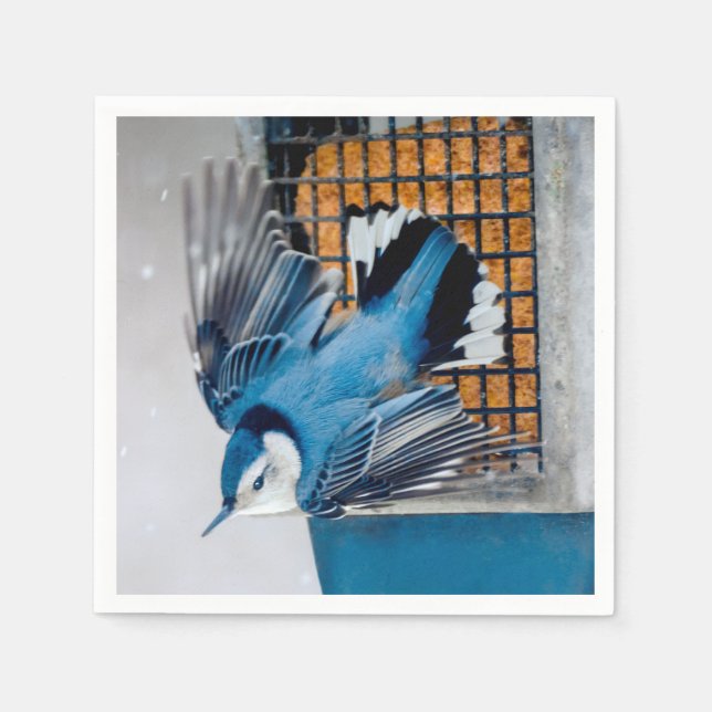 Guardanapo De Papel Nuthatch Branca em Neve - Foto original (Frente)