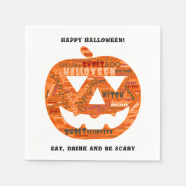 Guardanapo De Papel Nuvem de Palavras de Pumpkin Esculpida no Hallowee