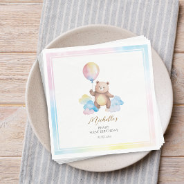 Guardanapo De Papel Nuvens de Balão de Urso de Pelúcia Primeiro Aniver