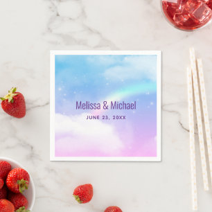 Guardanapo De Papel Nuvens de Pastel Mágico e Casamento Arco-Íris