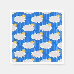 Guardanapo De Papel Nuvens de sol em chuva Padrão Design Azul