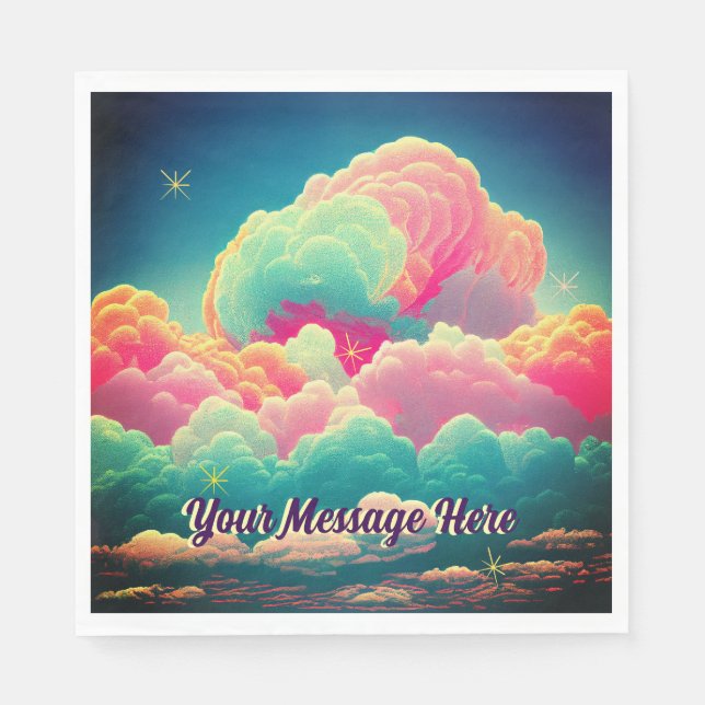 Guardanapo De Papel Nuvens Docentes De Algodão De Pastel Divertido (Frente)