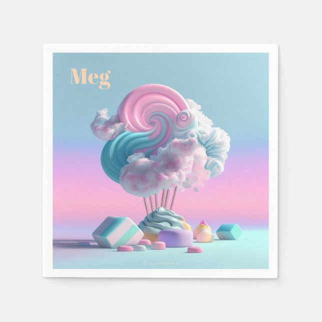 Guardanapo De Papel Nuvens Doces De Algodão Cute Personalizaram Napkin (Frente)