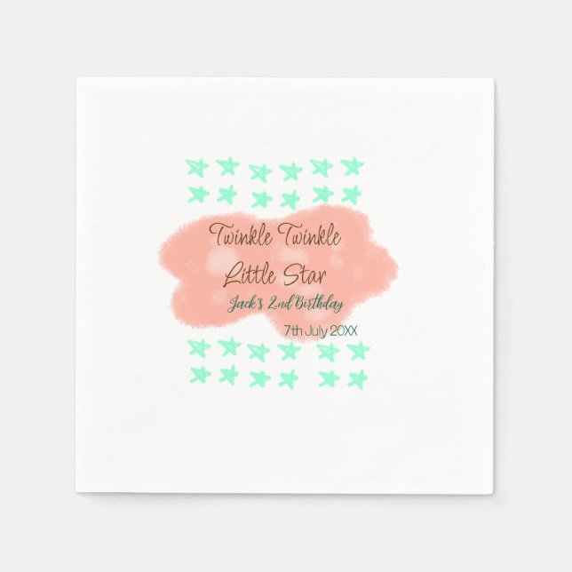 Guardanapo De Papel Nuvens laranja brilham cintilações pequenas estrel (Frente)