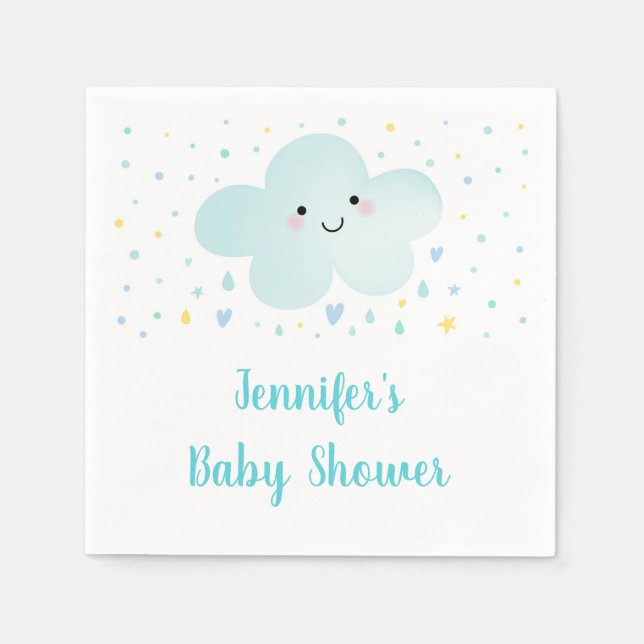 Guardanapo De Papel Nuvens Lindas Estrelas Azul Baby Sprinkle (Frente)