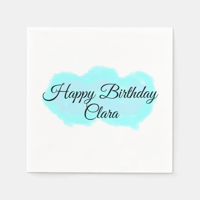 Guardanapo De Papel Nuvens verdes azuis pastel feliz aniversário moder (Frente)