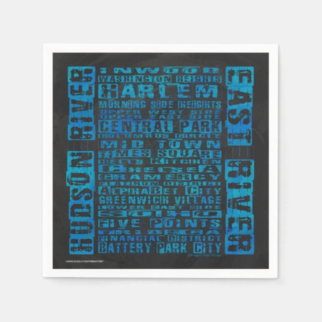 Guardanapo De Papel NYC Neighborods Blue (Frente)