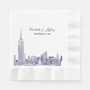 Guardanapo De Papel NYC Skyline 01 Etchd DIY BG Color Wedding Blue