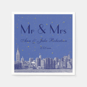 Guardanapo De Papel NYC Skyline DIY BG Blue Starry Wedry