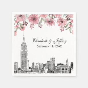 Guardanapo De Papel NYC Skyline ESB Etch Cor Floral Rosa