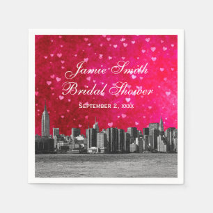 Guardanapo De Papel NYC Skyline Hot Pink Red Hrt
