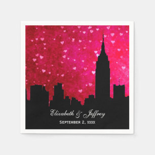 Guardanapo De Papel NYC Skyline Silhouette Coração Vermelho Rosa Que
