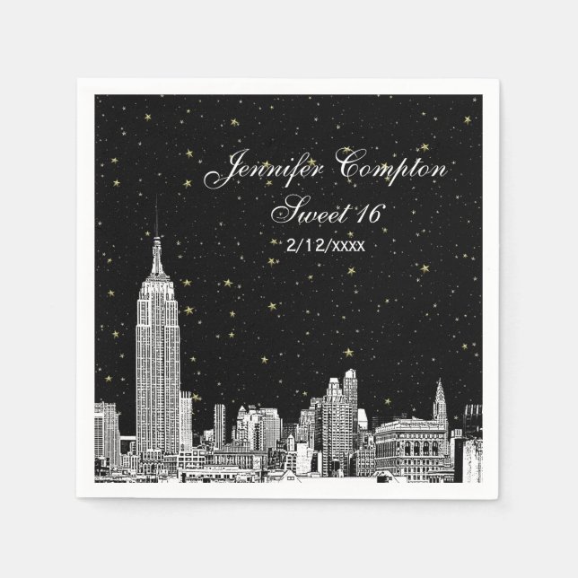 Guardanapo De Papel NYC Skyline Starry DIY BG Sweet 16 (Frente)