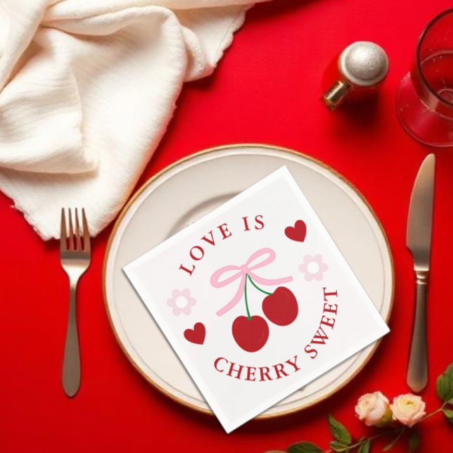 Guardanapo De Papel O Amor É Doce como Cereja Chá de Noiva (Criador carregado)