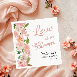 Guardanapo De Papel O Amor Está em Flor Chá de Noiva Rosa Floral
