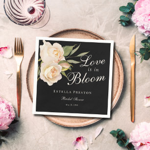 Guardanapo De Papel O Amor Está em Flor Rosas Brancas Chuveiro de Noiv