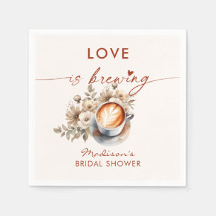 Guardanapo De Papel O Amor Está Fazendo Chá de Noiva Floral de Café