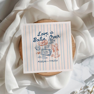 Guardanapo De Papel O Amor Está Fervendo Casamento de Frutos do Mar