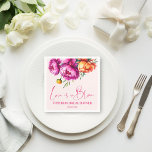 Guardanapo De Papel O amor está florescendo flor rosa impressa no chá<br><div class="desc">O amor está florescendo Rosa magenta peônia elegante modelo de guardanapos impressos para chá de noiva ,  cores vibrantes e ousadas tipografia moderna casual decoração de mesa personalizada para chá de noiva</div>